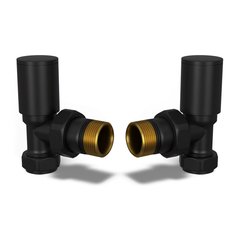 Image of Round - Black Radiator Valves Angled&hellip;