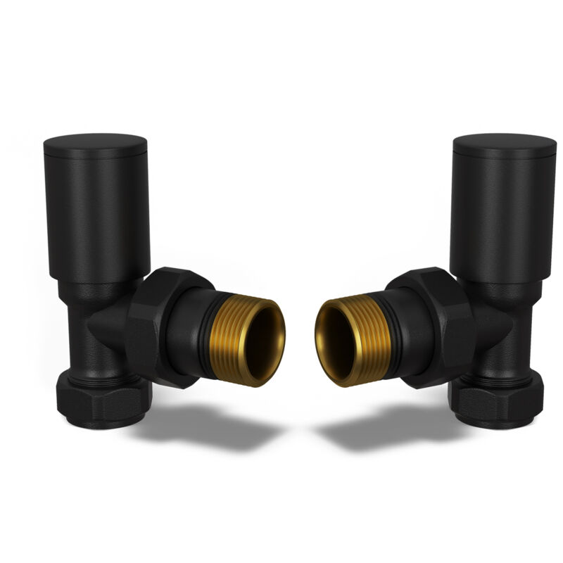 Image of Round - Black Radiator Valves Angled&hellip;