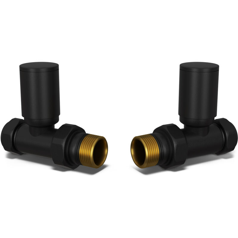 Image of Round - Black Radiator Valves Straight&hellip;