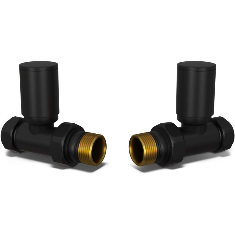 Image of Round - Black Radiator Valves Straight&hellip;