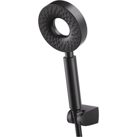 Round Black Self-Cleaning Handheld Shower Head with 3 Spray Modes, ABS Plastic Shower Head with 150cm Shower Hose and Shower Holder