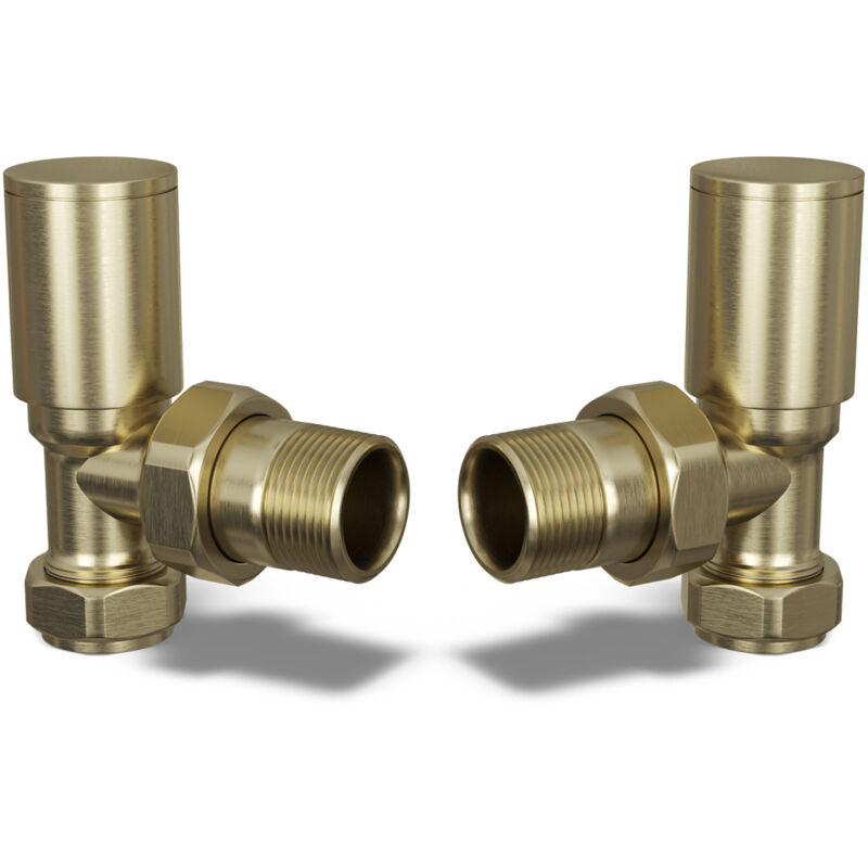 Image of Round - Brushed Brass Radiator Valves&hellip;