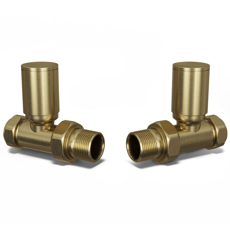 Image of Round - Brushed Brass Radiator Valves&hellip;