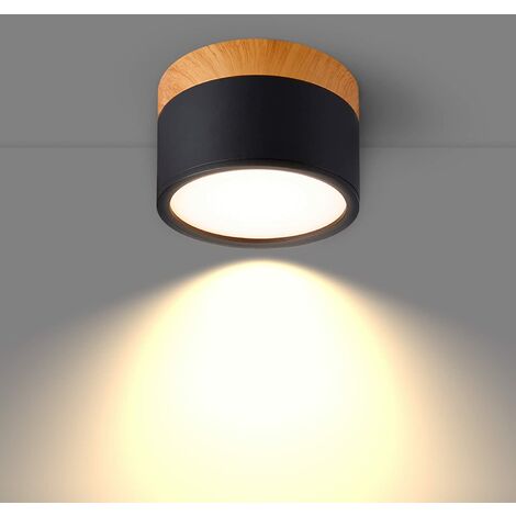 Round Ceiling Spotlight LED Black Warm White Aluminum Ceiling Light for Hallway Bedroom Dining Room Kitchen Living Room