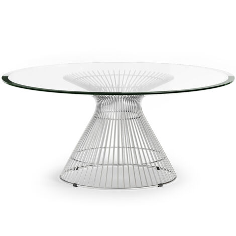 Round Coffee Table - Glass Design - Barrel Steel