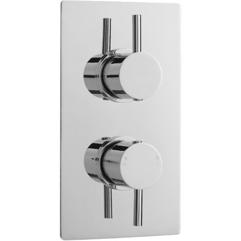 Round Concealed Twin Thermostatic Shower Valve (1 Outlet) - Chrome