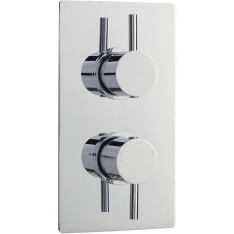 Round Concealed Twin Thermostatic Shower Valve With Diverter (2 Outlets) - Chrome - Balterley