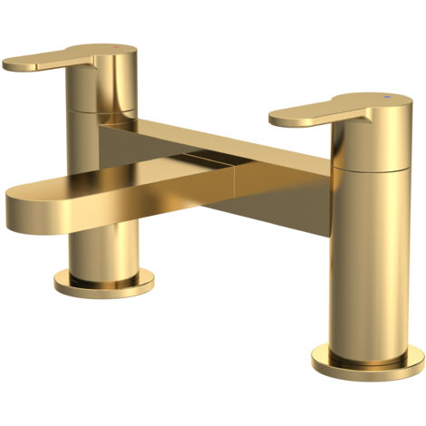 Round Deck Mounted Bath Filler Tap - Brushed Brass