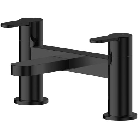 Round Deck Mounted Bath Filler Tap - Matt Black