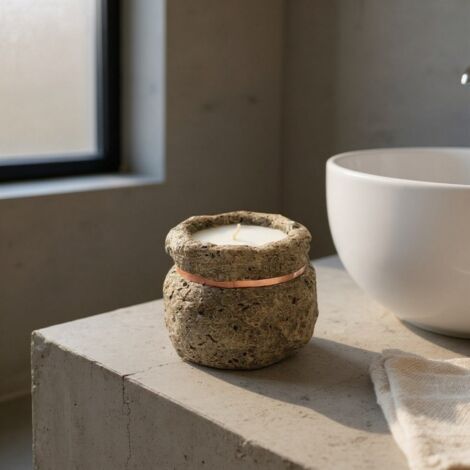 Round Decorative Candle with Copper - L16 x W16 x H12 cm