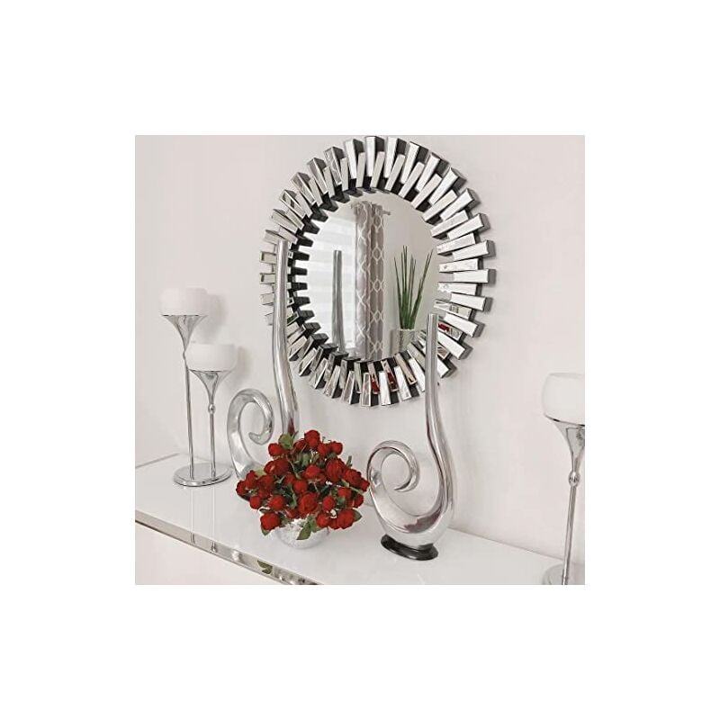 Shyfoy - Miroir mural dentaire rond - Miroir rond de 80 cm adapté à la décoration murale en verre argenté moderne, miroir décoratif rond suspendu en