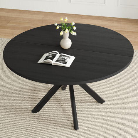 Round Dining Table 120×75 cm with Metal Legs - Modern Style for Home & Café, Black