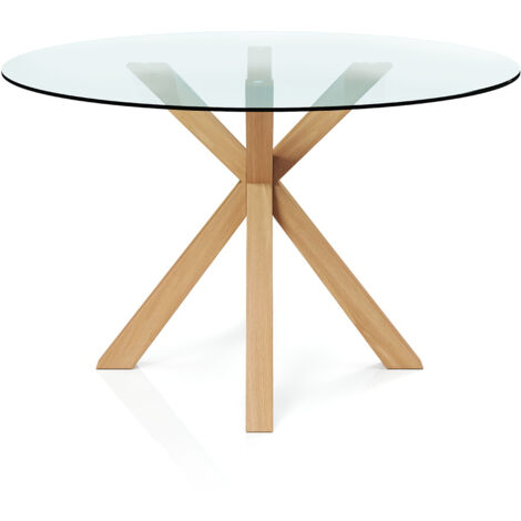 Round Dining Table - 120CM - Glass  - Tauwa Natural