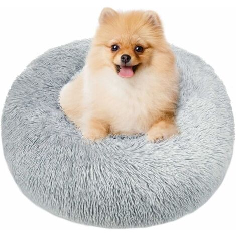 Round Dog Basket Cat Cushion Donut Basket, Dog Basket Cat Bed Extra Soft Comfortable and Cute, Cushion for Medium Cats and Small Dogs, 80cm, Light Gray
