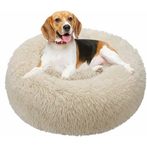 Round Dog Basket Cat Cushion Donut Basket, Dog Basket Cat Bed Extra Soft Comfortable and Cute, Cushion for Medium Sized Cats and Small Dogs, 70cm, Beige