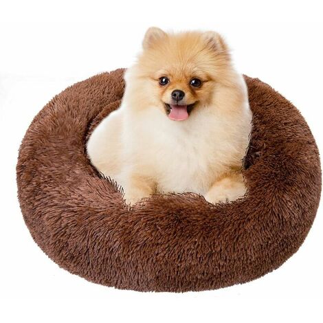 Round Dog Basket Cat Cushion Donut Basket, Dog Basket Cat Bed Extra Soft Comfortable and Cute, Cushion for Medium Sized Cats and Small Dogs, 70cm, Brown
