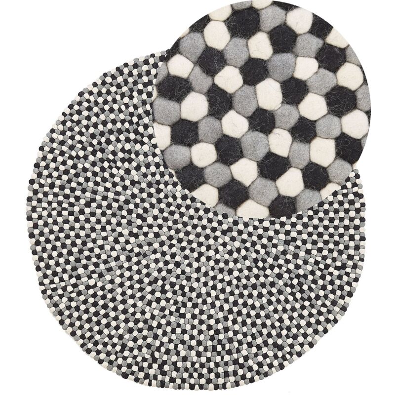 Beliani - Modern Round Area Rug Wool Felt Ball Hand-woven Ø 140 Cm Multicolour Penek