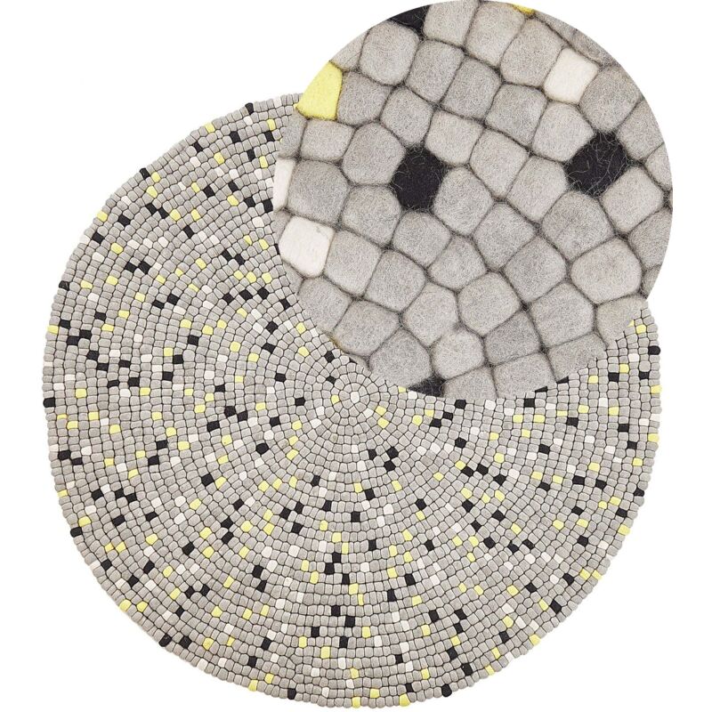 Beliani Rug Penek Light Grey Ø 140 Cm Wool