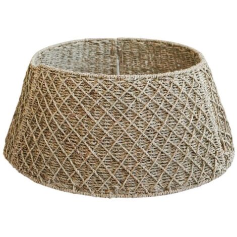 Round Foldable Diamond Wicker Tree Skirt - L60 x W60 x H26 cm - Brown