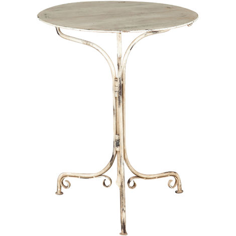 main image of "ROUND FOLDING TABLE IN WROUGHT IRON ANTIQUE WHITE FINISH"