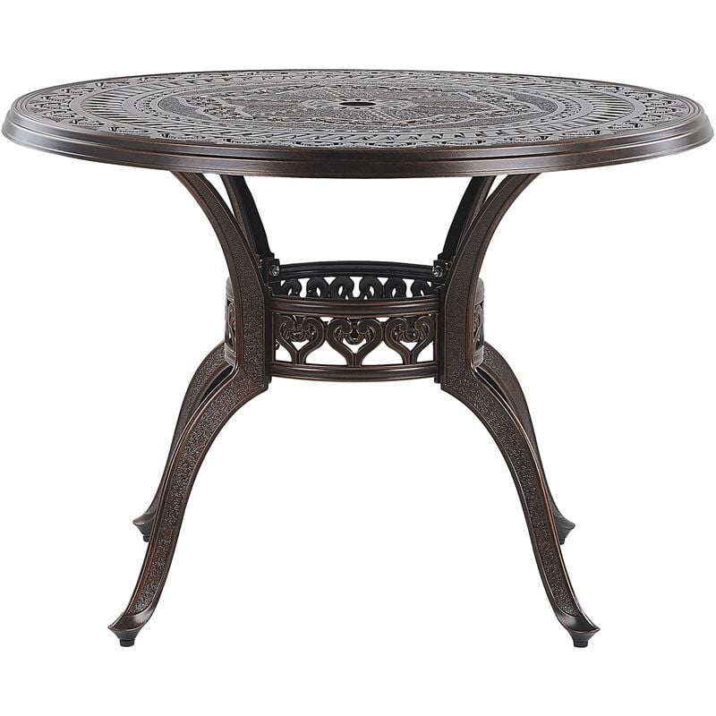 Retro Garden Outdoor Dining Table Aluminium Round ø 102 cm Brown Salento