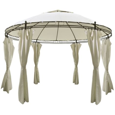 Round Gazebo With Curtains 3 5 X 2 7 M