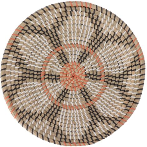 Round Grass Wall Ornaments 35cm Diameter Hand Knitting Hanging Woven Wall Baskets for Living Room Kitchen Style 3