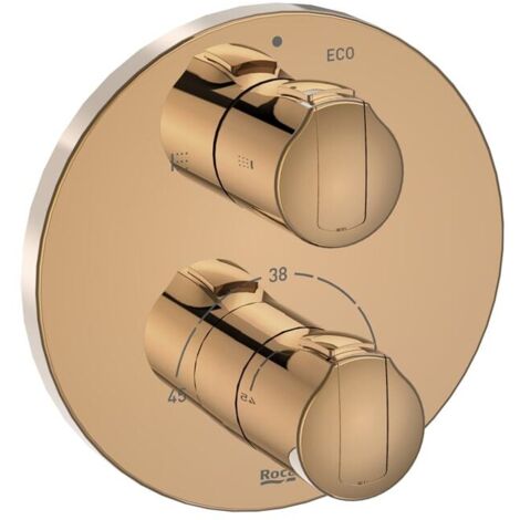 ROUND - Grifo termostático empotrable para baño-ducha T-1000 - ROCA Color: Oro rosado
