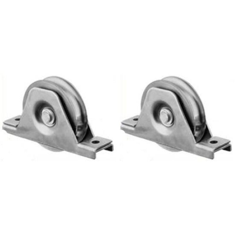 Round groove wheel - Steel - 60 mm - Pack of 2 - Ball bearings - 2-hole mount