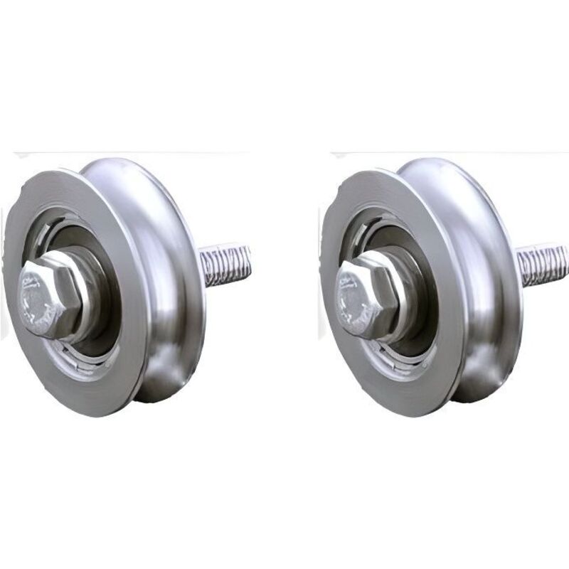 Round Groove Wheel - Steel - 60 mm - Set of 2 - 1 Ball Bearing - On a Plate