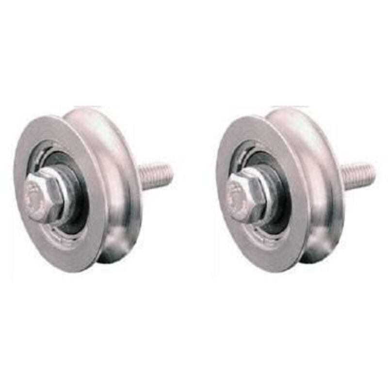 Round Groove Wheel - Steel - 80 mm - Pack of 2 - Ball Bearings - With Plate