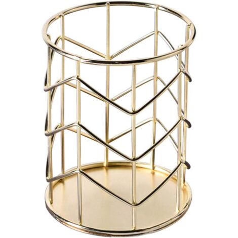 Round Hollow Pencil Pot Cosmetic Pencil Pot Stationery Storage Organizer Multifunction Hollow Metal Pencil Pot for Office and Home Desktop Storage Gadget