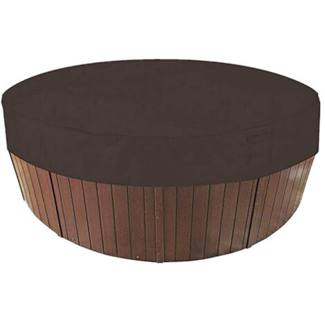 Round Hot Tub Cover Pool Dust Cover Bathtub Drawstring Oxford Cloth Cover for Outdoor Pool Brown