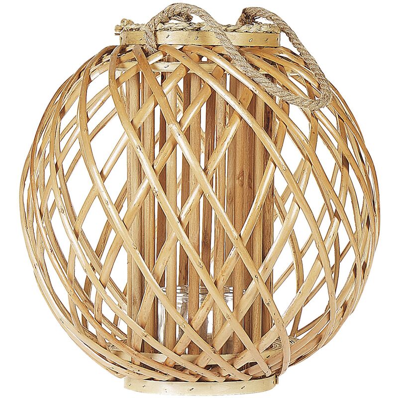 Round Woven Orb Cage Hanging Lantern Natural Wood Colour Samoa
