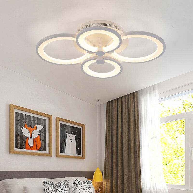 Round led Dimmable Chandelier Ceiling Light With Remote, 4 Head