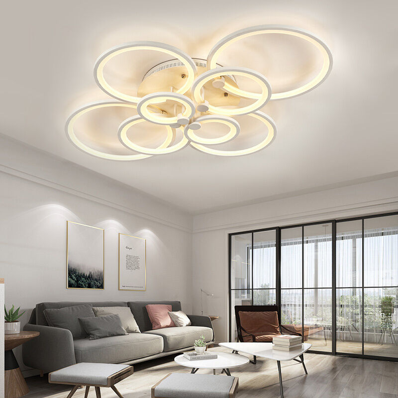 Round led Dimmable Chandelier Ceiling Light With Remote, 8 Head