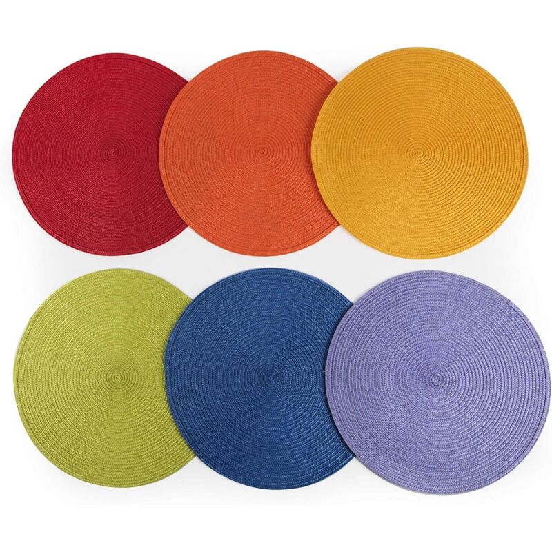 Round Lot de 6 Sets de Table, Polypropylène, Multicolore, Diametro 36 cm