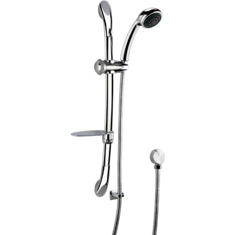 Round Luxury Slide Rail Shower Kit with Single Function Head & Outlet Elbow - Chrome