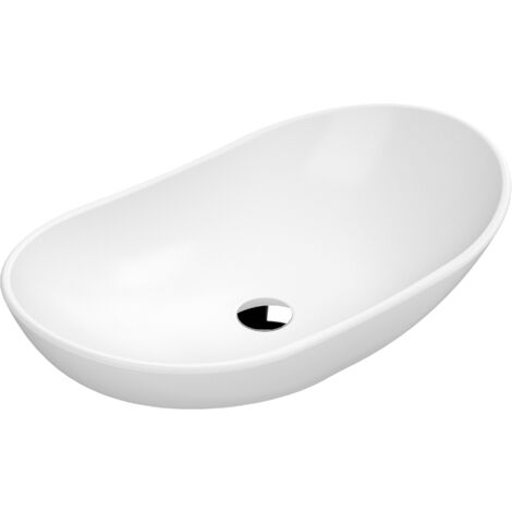 Round Matt Ceramic Countertop Vessel Without Overflow - 615mm - Matt White