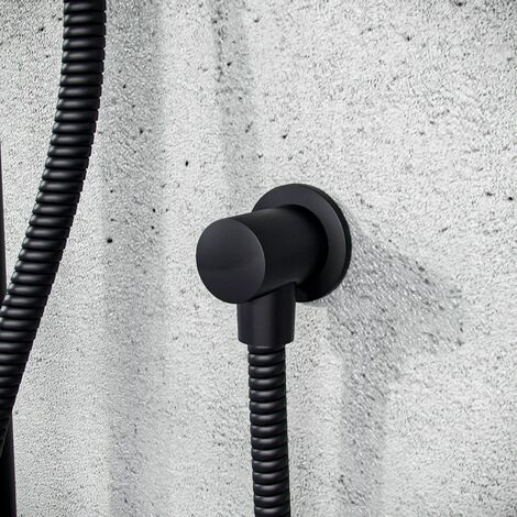 Round Matte Black Wall Mounted Outlet Elbow Shower Hose Concealed Connector Kit