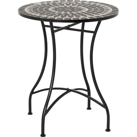 Round Mosaic Tabletop Garden Table - Grey/Black