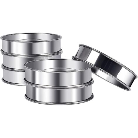 round Muffin Rings, 6 Pices 10,5x2,5cm Cercles  Tartelettes Moules Acier Inoxydable Tart Ptisserie Cercle