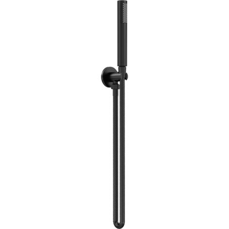 Round Outlet Elbow, Parking Bracket & Minimalist Shower Handset - Matt Black