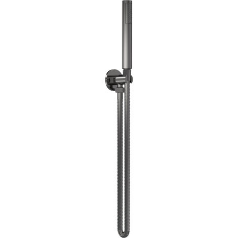 Round Outlet Elbow, Parking Bracket & Shower Handset - Brushed Pewter