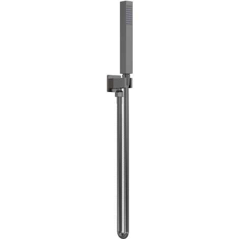 Round Outlet Elbow, Parking Bracket & Shower Handset - Brushed Pewter