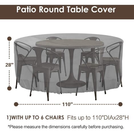 main image of "Round patio furniture cover, 100% waterproof outdoor table and chair cover, outdoor furniture cover, fade-resistant cover, UV protection, 62 inches DIAx28 H, beige and brown f"