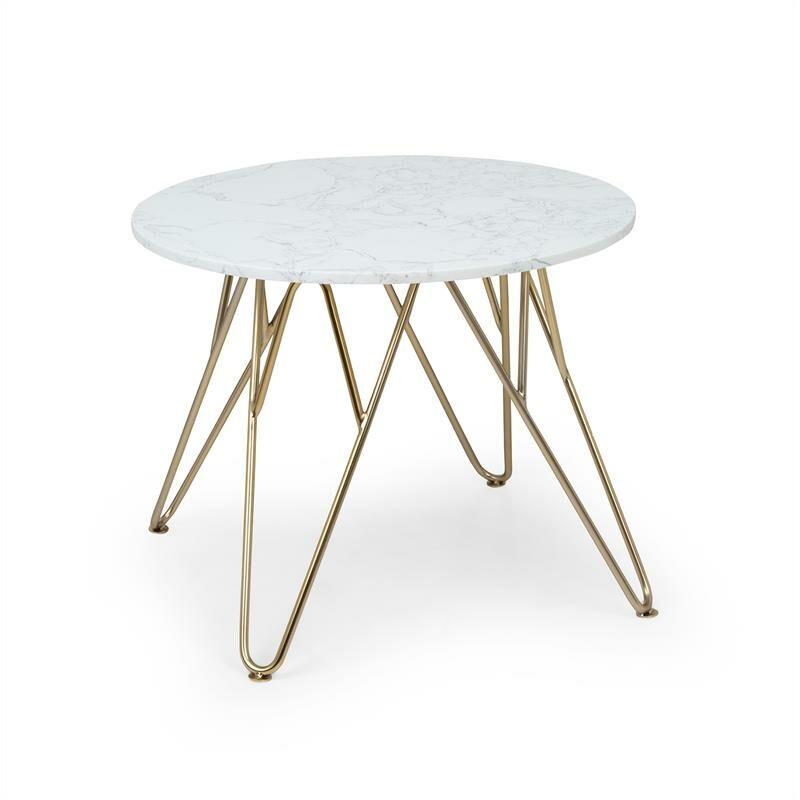 Besoa - Round Pearl Table basse ronde 55 x 45 cm (ØxH) - marbre doré & blanc