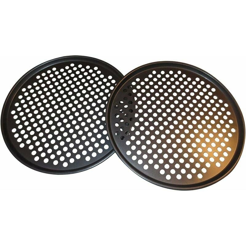 Round Pizza Molds Large Perforated Non-Stick Pizza Tray Oven Professional Baking Grill Set of 2