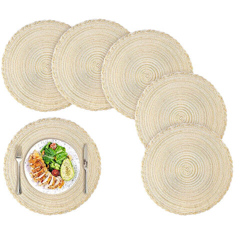 Round Pu Leather Placemats Set Of 6, 15 Inches In Diameter, Waterproof,  Heat Resistant, Non-slip, Easy To Clean, For Party, Restaurant, Home,  Indoor And Outdoor Use, Green