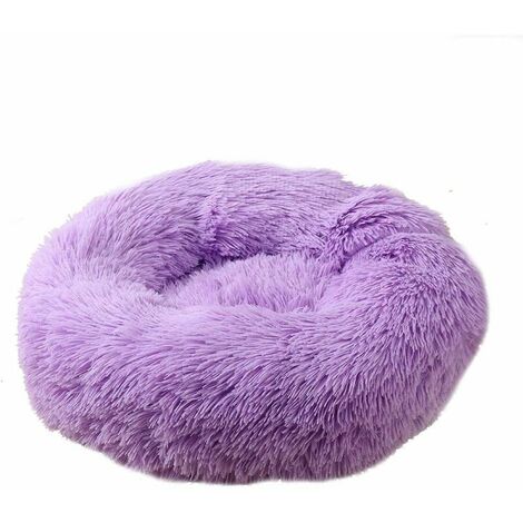 Round Plush Cat Basket for Animal Cats and Small Dogs Cat Bed Cushion Donut Dog Bed Fits Sofa XH062 (Diameter: 60, Purple)